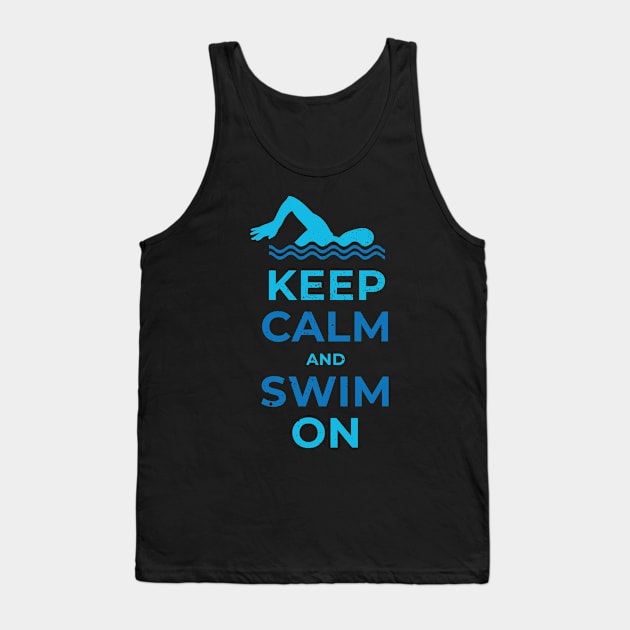 Keep calm and swim on fun design. Tank Top by SzarlottaDesigns